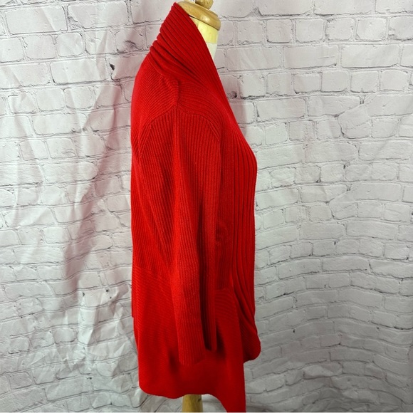 once again Red Open Front Women's Sweater cardigan sz L classic colorful - Picture 2 of 7